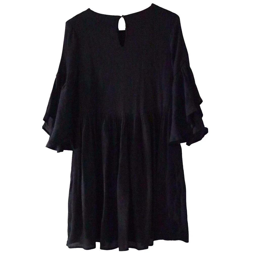 Umgee Women's Midi Dress Embroidered Floral Boho Prints Size M‎ Puff Sleeves